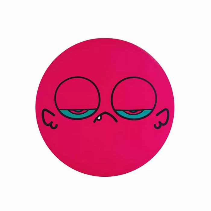 Waboba Super Flying Head flat pink silicone disc toy with funny face design for indoor and outdoor play.