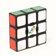 Rubiks Edge puzzle cube showing red, white, and green stickers on a 3x3x1 single layer cube.