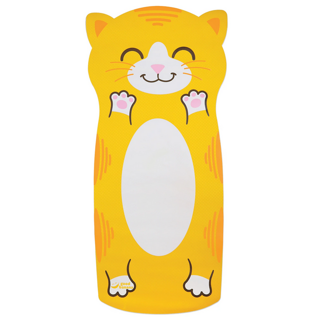 Yoga Mat - Cat featuring a cheerful yellow cat design, ideal for kids aged 3+, encouraging playful yoga sessions.