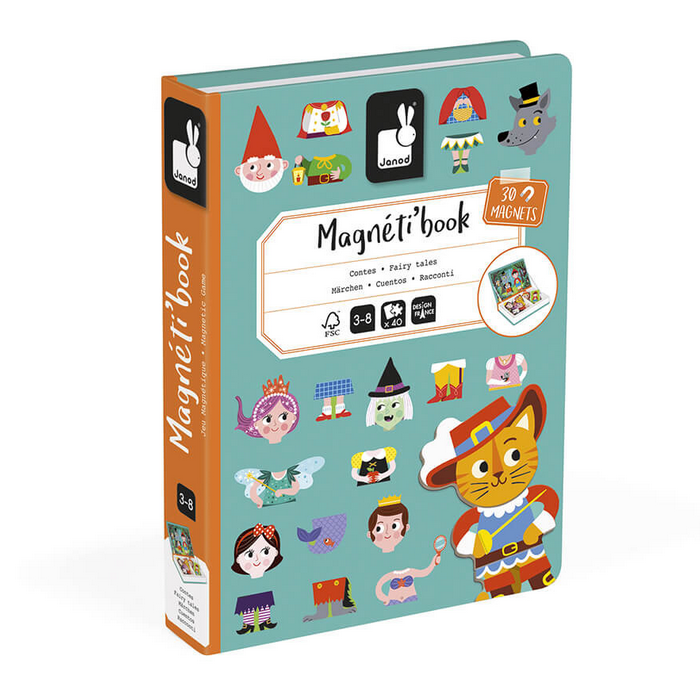MagnetiBook Fairy Tales magnetic educational book with 30 colorful fairytale character magnets for kids aged 3 and up.