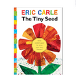 Eric Carle's The Tiny Seed book cover featuring a bright flower and seeded paper to grow flowers.