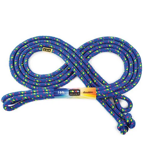 Jump Rope | 16' Blue Confetti, durable knotted rope ideal for double Dutch and classic playground fun.