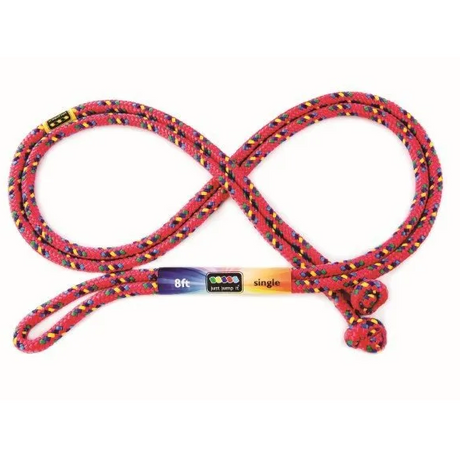 Jump Rope | 8' Red Confetti with knotted design for durability and safe, classic jumping fun for all ages.