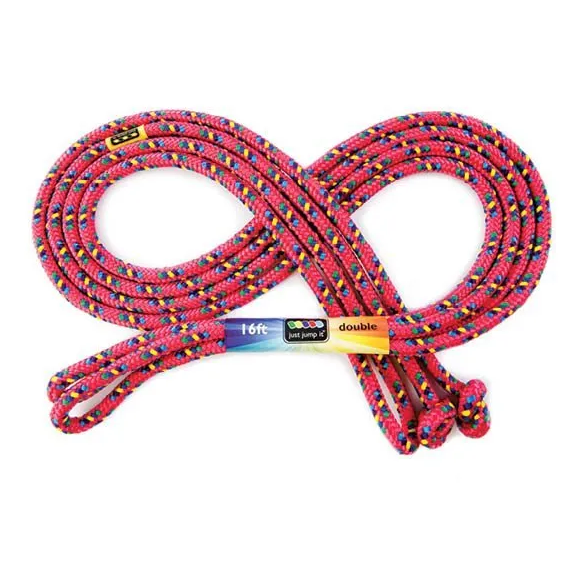 Jump Rope | 16' Red Confetti coiled double dutch rope with vibrant red and multicolor confetti pattern.