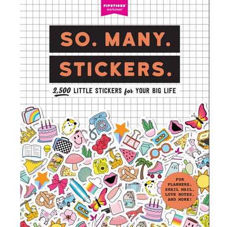 So Many Stickers! 2500 Stickerbook featuring bright, colorful stickers for planners, snail mail, love notes, and more.