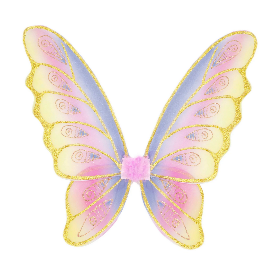Gold Pastel Wings featuring 6-piece pastel design with glitter accents and satin-lined elastic for comfort.