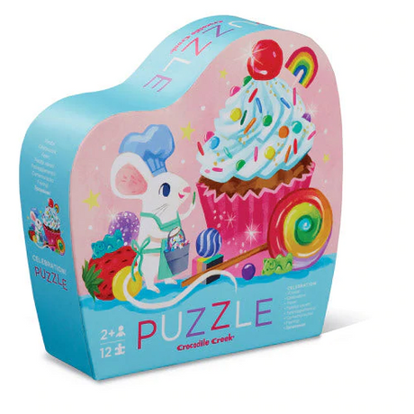 12pc Celebration Puzzle with colorful cupcake and mouse design, perfect for early learning and little hands.