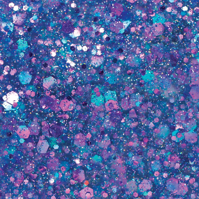 Close-up of purple and turquoise sparkly Glowbrights Mermaid Tail Thinking Putty with shimmering glitter details.