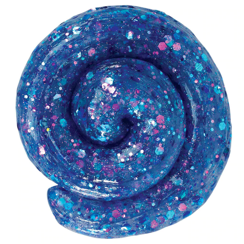 Glowbrights Mermaid Tail Thinking Putty in a swirl of shimmering purple and turquoise sparkles with glow-in-the-dark effect.