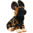 African Wild Dog stuffed animal with oversized ears and unique multi-colored fur pattern plush toy.