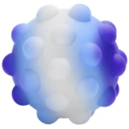 Pop Fidgety Ball Ocean in blue and white with sensory bubbles for popping and engaging hands of all ages.