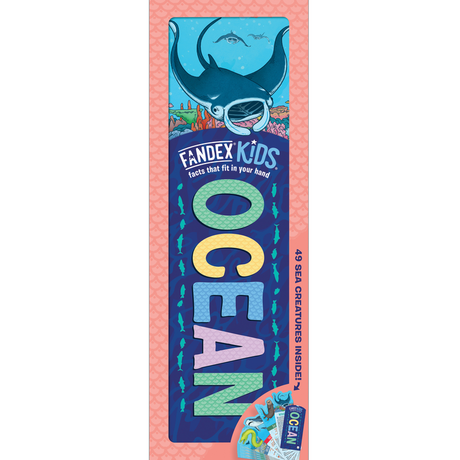 Fandex Kids Ocean card deck featuring colorful marine life illustrations and 49 sea creatures for educational fun.