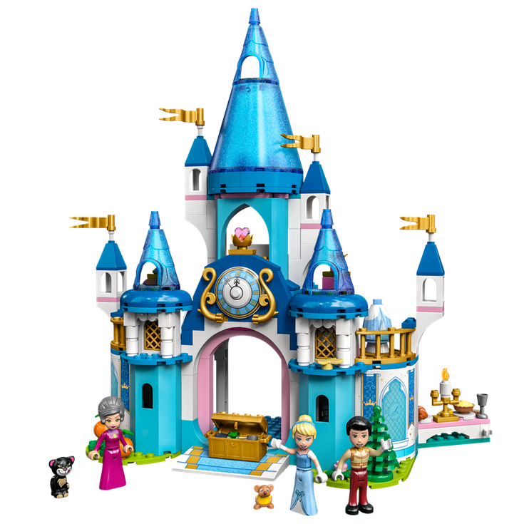 Disney Princess Cinderella & Prince Charming's Castle LEGO set with mini-figures and detailed castle play features.