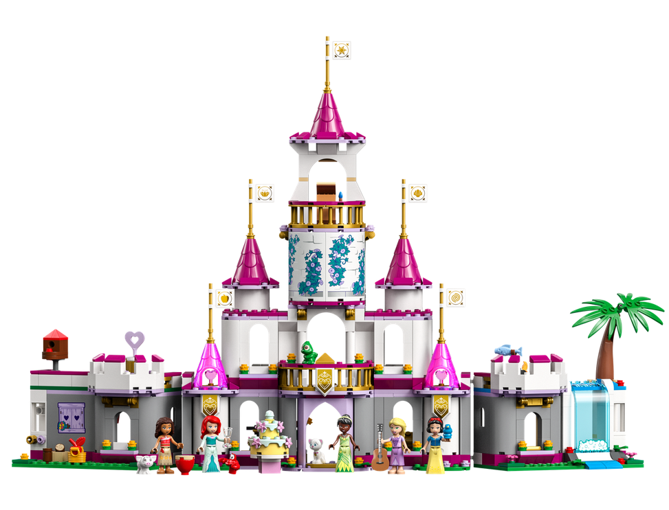 LEGO Disney Ultimate Adventure Castle with 5 mini-dolls and animal figures, detailed playset for kids aged 6+