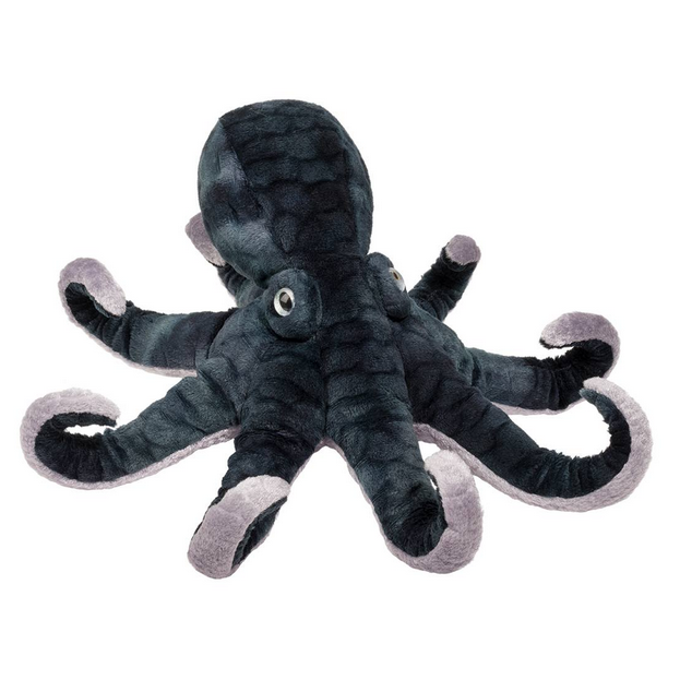 Octopus Winky plush toy with lifelike curled tentacles and dark blue textured body, perfect for ages 2 and up.