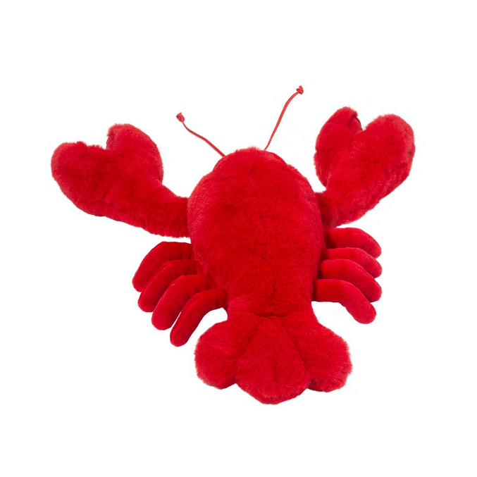 Lobster Cranky plush toy with velvet-lined claws and antennae, soft red cuddly lobster stuffed animal.
