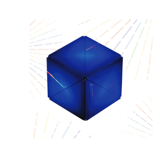 Shashibo | Holographic Vapor magnetic puzzle cube in blue, transforms into over 70 geometric shapes with holographic design.