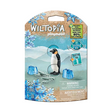 Wiltopia Emperor Penguin toy with fish and ice accessories, featuring collectible card and eco-friendly packaging.