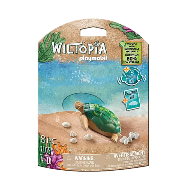 Wiltopia Giant Turtle toy with eggs and shells, eco-friendly collectible animal set for kids ages 4 and up.