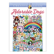 Adorable Dogs Coloring Book cover with colorful playful dogs, hearts, rainbow, and flowers in Angela Porter's creative style.