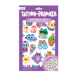 Colorful Cats Tattoos temporary tattoo set with over 50 colorful cat designs on 3 glitter tattoo sheets.