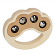 Paw-Cussion Bells wooden paw-shaped percussion instrument with four jingle bells, smooth maple and cherry inlay design.