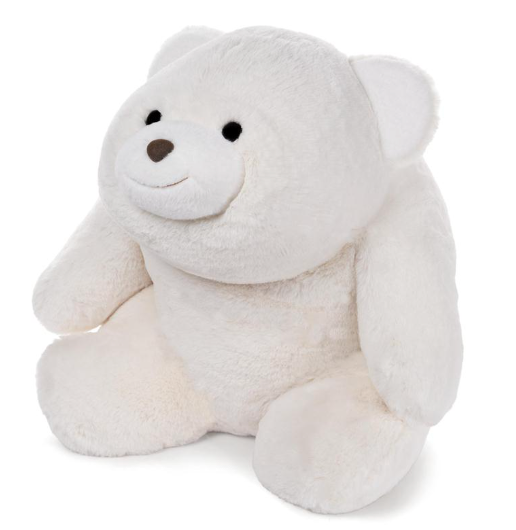 Snuffles | White Large plush bear in classic white, super soft, 18-inch jumbo size, perfect for cuddling and hugging.
