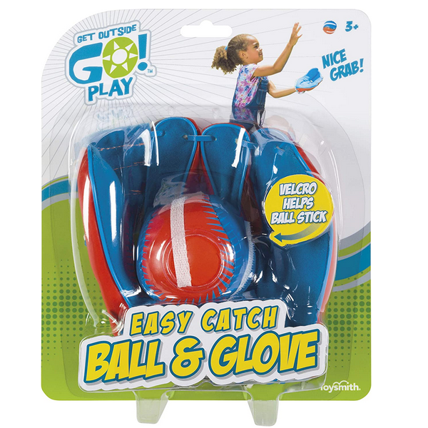 Easy Catch Ball & Glove set with Velcro ball and colorful glove for easy catching, perfect for beginner kids ages 3 and up.