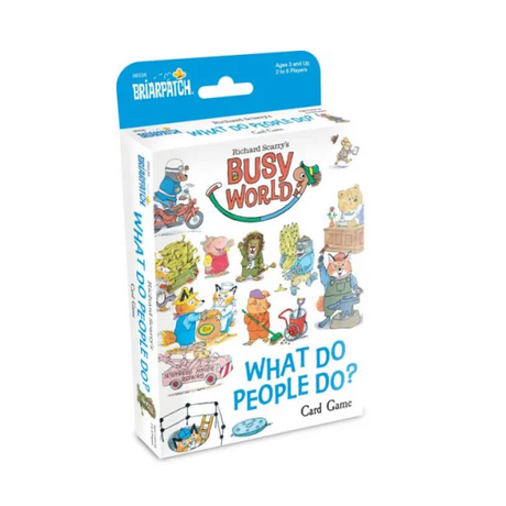 Richard Scarry's What Do People Do? Card Game featuring Busy World characters matching jobs and workplaces.