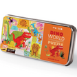 50pc Dino World Puzzle in reusable tin featuring colorful illustrated dinosaurs, perfect for kids aged 4 and up.