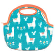 Lunch Bag Llamas insulated lunch bag with playful llama and cactus design, durable neoprene, easy-to-clean and kid-friendly.