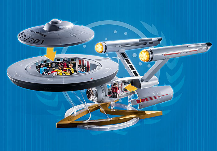 Star Trek | Enterprise NCC1701 model with removable top, detailed bridge, crew figures, and illuminated parts.