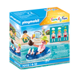 Famly Fun | Sunburnt Swimmer Playmobil set with sunburn effect, swim tire, cooler, towel, and accessories for ages 4-10.