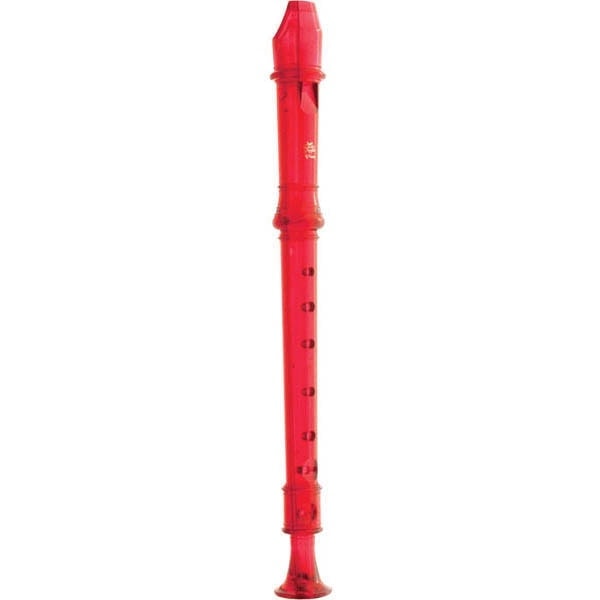 Recorder Candy Apple Red transparent recorder with cleaning rod and storage pouch for clear sound and easy maintenance