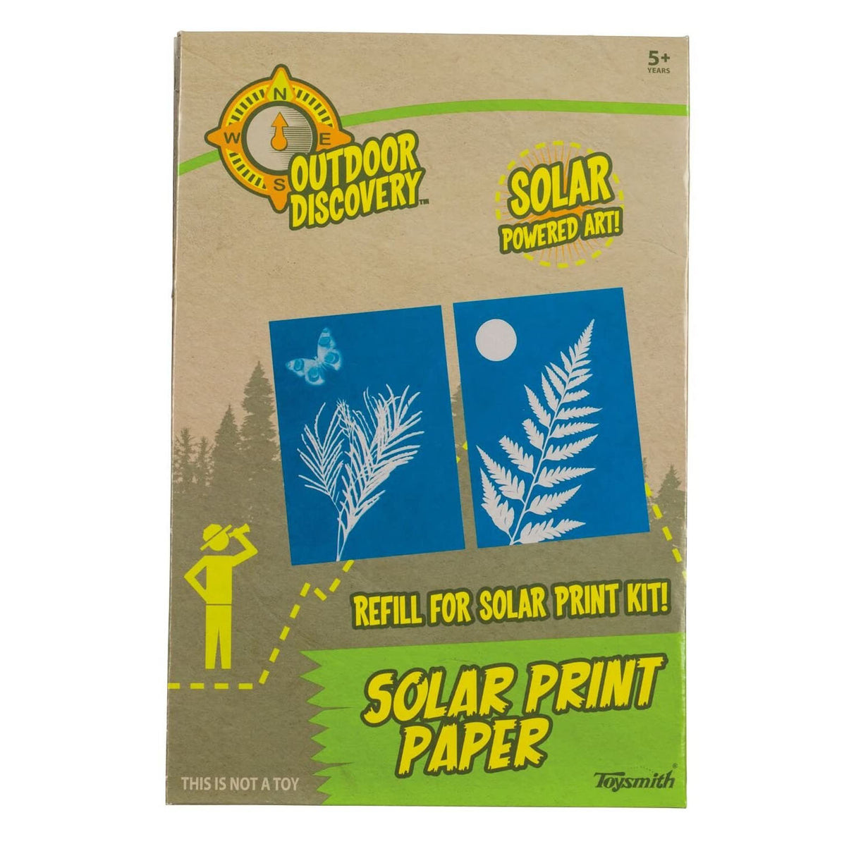 Solar Print Paper refill pack with 12 sun-sensitive sheets for outdoor art, creating permanent images in minutes.