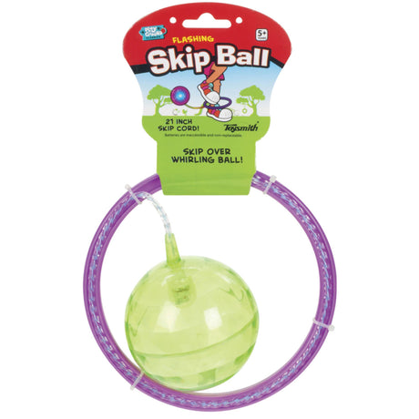 Skip Ball Light Up! with a 3-inch flashing ball, 6-inch ring, 21-inch cord, fun for kids ages 5 and up.