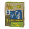 Solar Print Kit box displaying blue prints of leaves made with light-sensitive solar paper for outdoor discovery art projects.