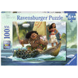 100pc Moana and Maui Puzzle featuring Moana and Maui sailing on the ocean, perfect for ages 6 and up.