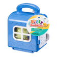 Blue carry case with window and handle for Bitty Buddy toy, including one tiny friend and accessory inside.
