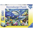 100pc Shark Reef Puzzle featuring colorful coral reef with sharks, sea turtles, clownfish, and vibrant ocean life.