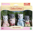 Persian Cat Family four-piece set of posable figures with removable clothes in checkered outfits for imaginative play.