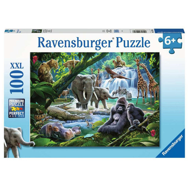 100pc Jungle Animals Puzzle featuring vibrant jungle animals with durable, extra-large pieces for children ages 6 and up