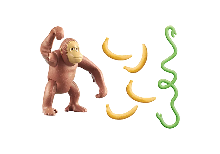 Wiltopia Orangutan figure with four bananas and a green vine accessory for interactive eco-friendly play.