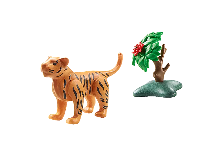 Wiltopia Baby Tiger toy figure with small tree accessory, designed for interactive animal learning and play.
