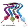 Four colorful Sequin Snake 67in plush toys with shiny flip sequins, each sold individually in assorted colors.