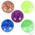 Glitter Bouncy Ball in assorted colors with sparkling glitter, durable and pocket-sized for fun on the go.