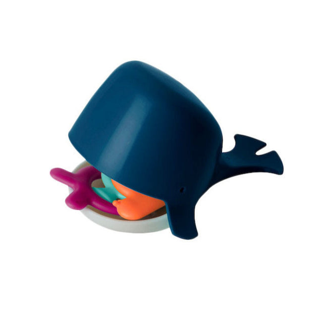 CHOMP Hungry Whale bath toy with a soft flexible jaw and colorful sea creatures for interactive play.