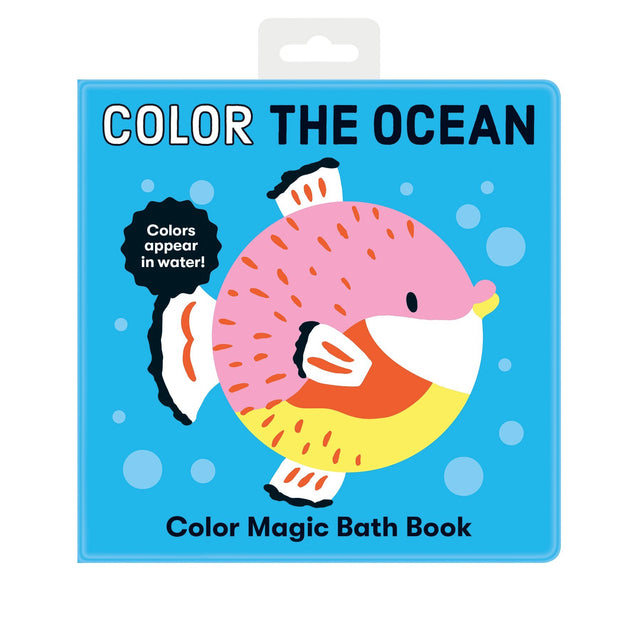 Bath Book Color Magic | Color the Ocean with colorful fish illustration and colors appearing in water.