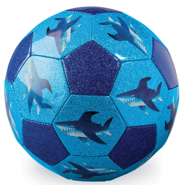 Soccerball | Shark City Size 3 blue glitter soccer ball with shark design, perfect for kids ages 4-8.