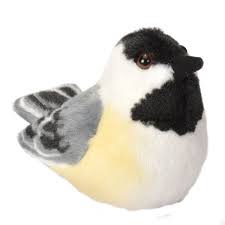 Audubon Bird | Chickadee stuffed animal with realistic black-capped chickadee design and soft plush texture.
